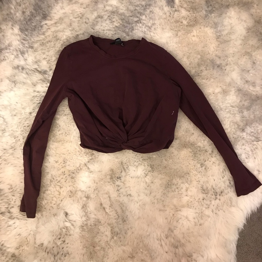 Cropped maroon knot top - Picture 1 of 3